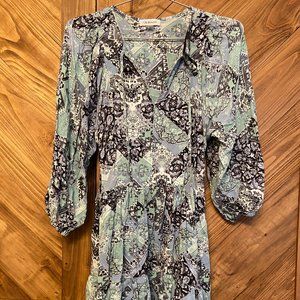 calvin klein patterned blue casual dress, size 4